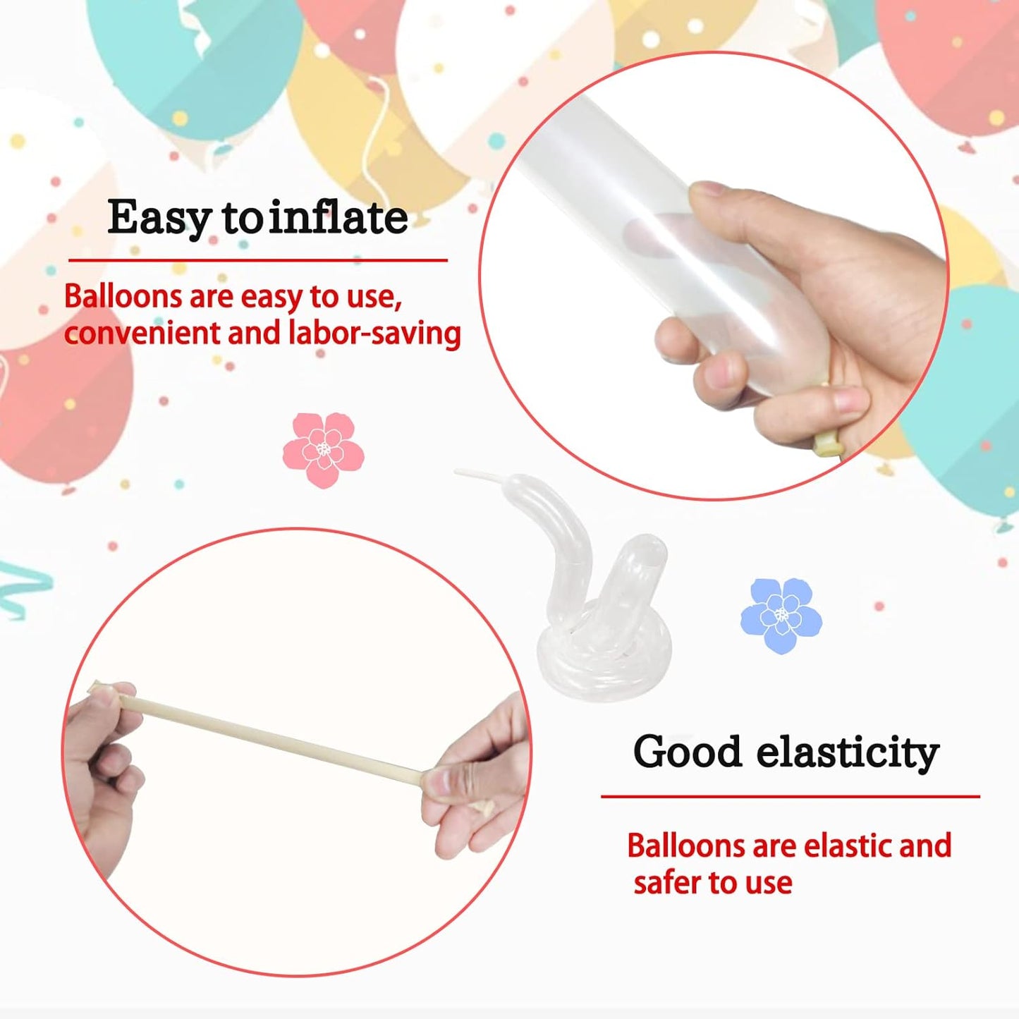 260 Clear Long Balloons for Animals, Thickening Skinny Latex Twisting for Arch Modeling Magic Clown Birthday Wedding Party Decorations 100pcs