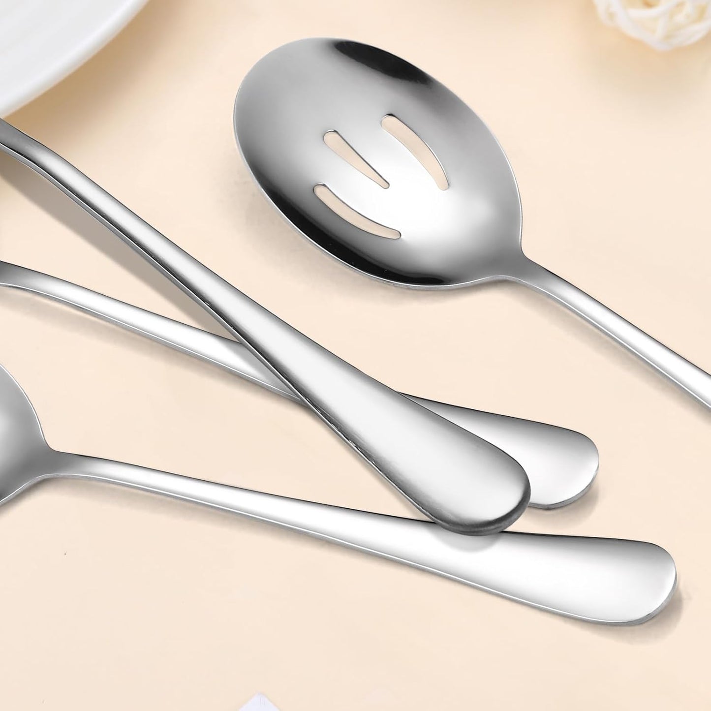 Stainless Steel Serving Utensil Set 10-Piece Buffet Flatware Catering Silverware with Bread Tong,Cake Spatula,Serving Ladles,Salad Fork,Cheese Knife,Large Spoon for Parties Buffet