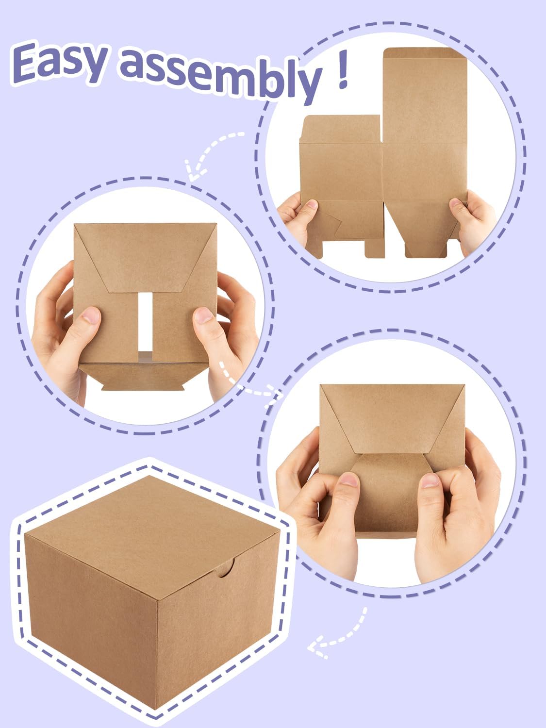 Eupako Gift Boxes 4x4x4 50 Pack White Kraft Paper Box with Lids Party Favor Boxes for Bridesmaids Proposal, Crafting, Cupcake, Wedding, Christmas
