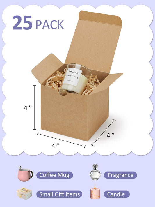 Eupako Gift Boxes 4x4x4 50 Pack White Kraft Paper Box with Lids Party Favor Boxes for Bridesmaids Proposal, Crafting, Cupcake, Wedding, Christmas