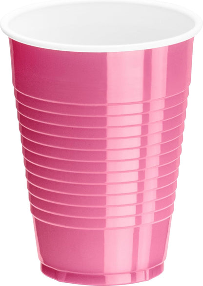 DecorRack 20 Party Cups 12 oz Disposable Plastic Cups for Birthday Party Bachelorette Camping Indoor Outdoor Events Beverage Drinking Cups (Black, 20)