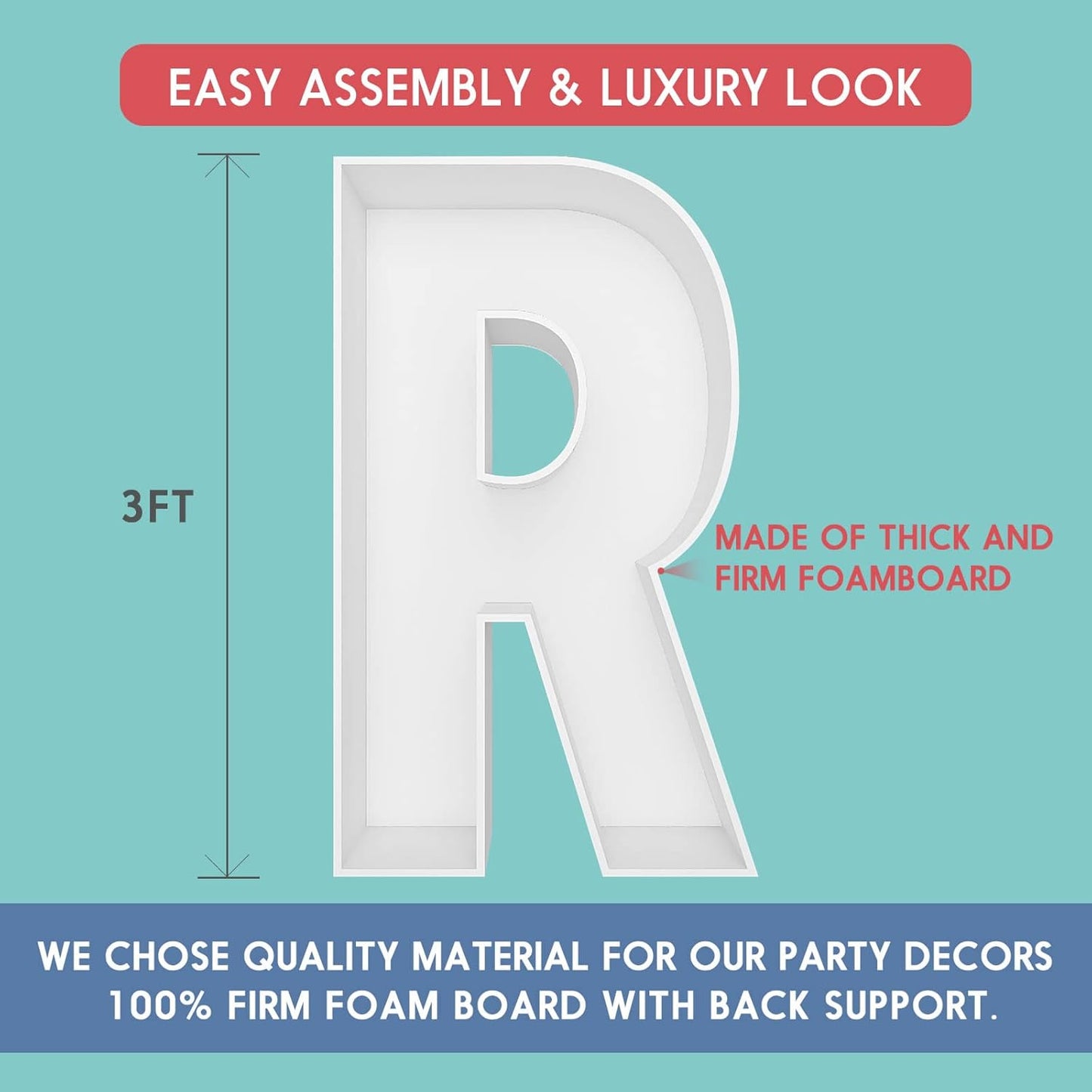 JW Passion - Premium Quality Made 3FT Tall Mosaic Balloon Frame Big Marquee Light Up Letters DIY Kit for Birthday Party Wedding Backdrop Decor Letter A Pre-Cut Foam Board
