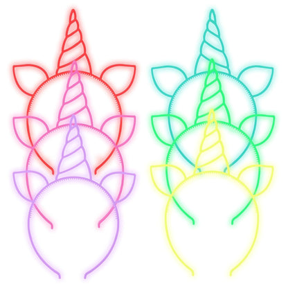 ZIRICHER 6 Colors Glow in the Dark Headbands, Plastic Light Up Hair Band Crowns Luminous Headband For Girls Party Headbands