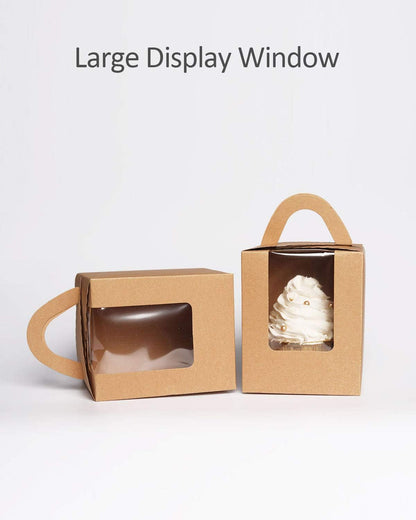 qiqee 60pcs Cupcake Boxes Individual Disposable White Single Box with Window 3.6 * 3.6 * 4.3inch Cupcake Containers/Holders