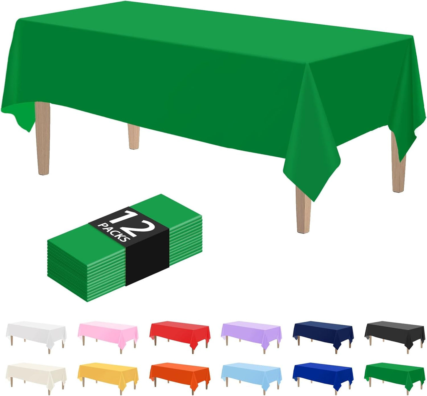 Kopokita 2PCS Black Plastic Tablecloths 54 x 108 Inch, Disposable Table Cloths Rectangle Party Table Covers