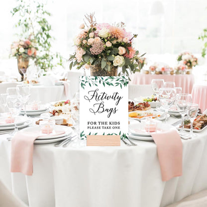 Andaz Press Wedding Party Signs, Natural Greenery Green Leaves, 8.5x11-inch, Bridal Shower Scavenger Hunt, 1-Pack - Colors B