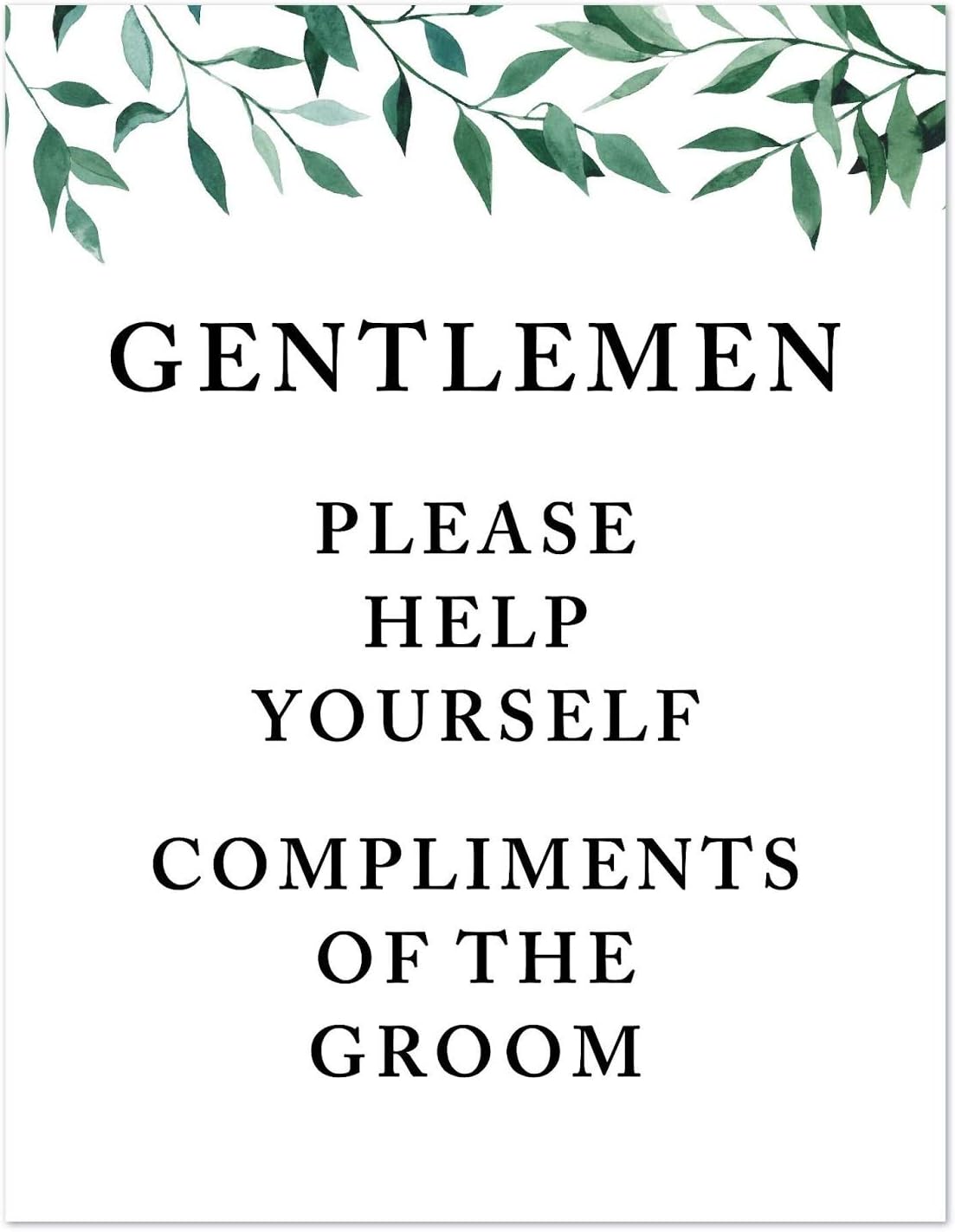 Andaz Press Wedding Party Signs, Natural Greenery Green Leaves, 8.5x11-inch, Bridal Shower Scavenger Hunt, 1-Pack - Colors D