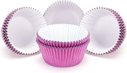 Gifbera White Metallic Foil Cupcake Liners Standard Size Baking Cups, 200-Count