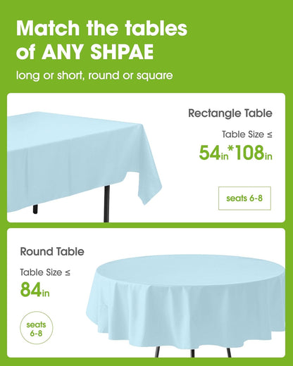 Pureegg Plastic Table Cloth Disposable 6 Pack, 54 x 108 Inch Table Cloths, Party, Picnic, Wedding, Decorative Tablecloths, Rectangle, White Plastic Cover, Waterproof, White