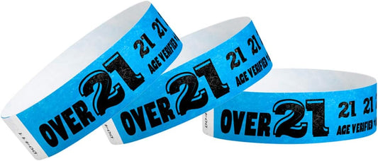 500 WristCo Over 21 Neon Red Tyvek Wristbands for Events - ¾” x 10” - Waterproof Recyclable Comfortable Tear Resistant Paper Bracelets Wrist Bands for Concerts Festivals Admission Party