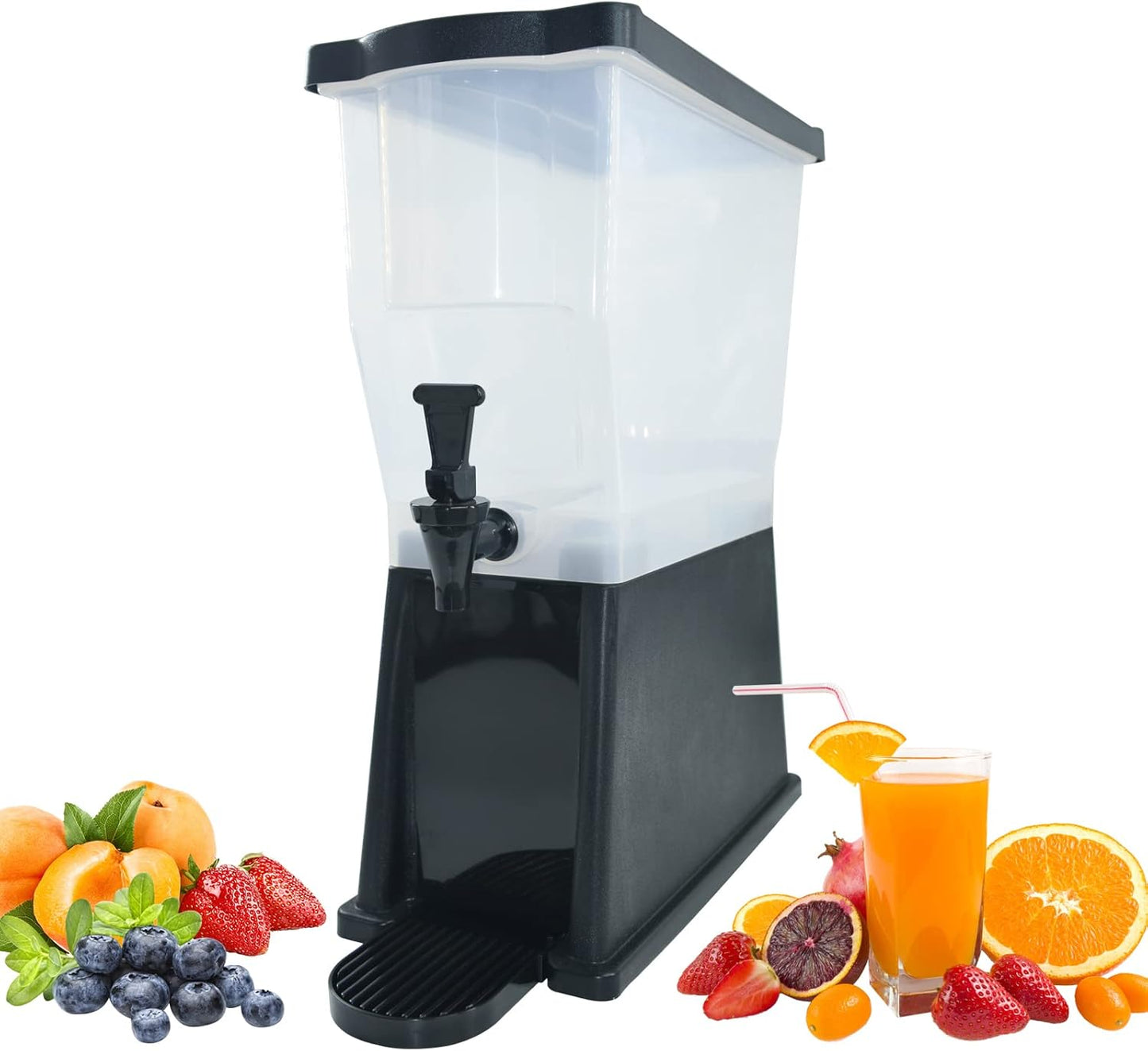 Beverage Dispenser 5 Gallon Drink Dispenser with Spigot, Juice Dispensers for Parties, Black Base