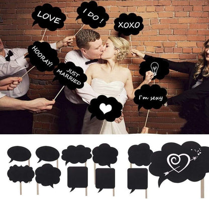 Photo Booth Props Kit,Writable Black Paper Card Board Photographing Props for Wedding Birthday Prom Party Favor(10pcs with Different Shapes)