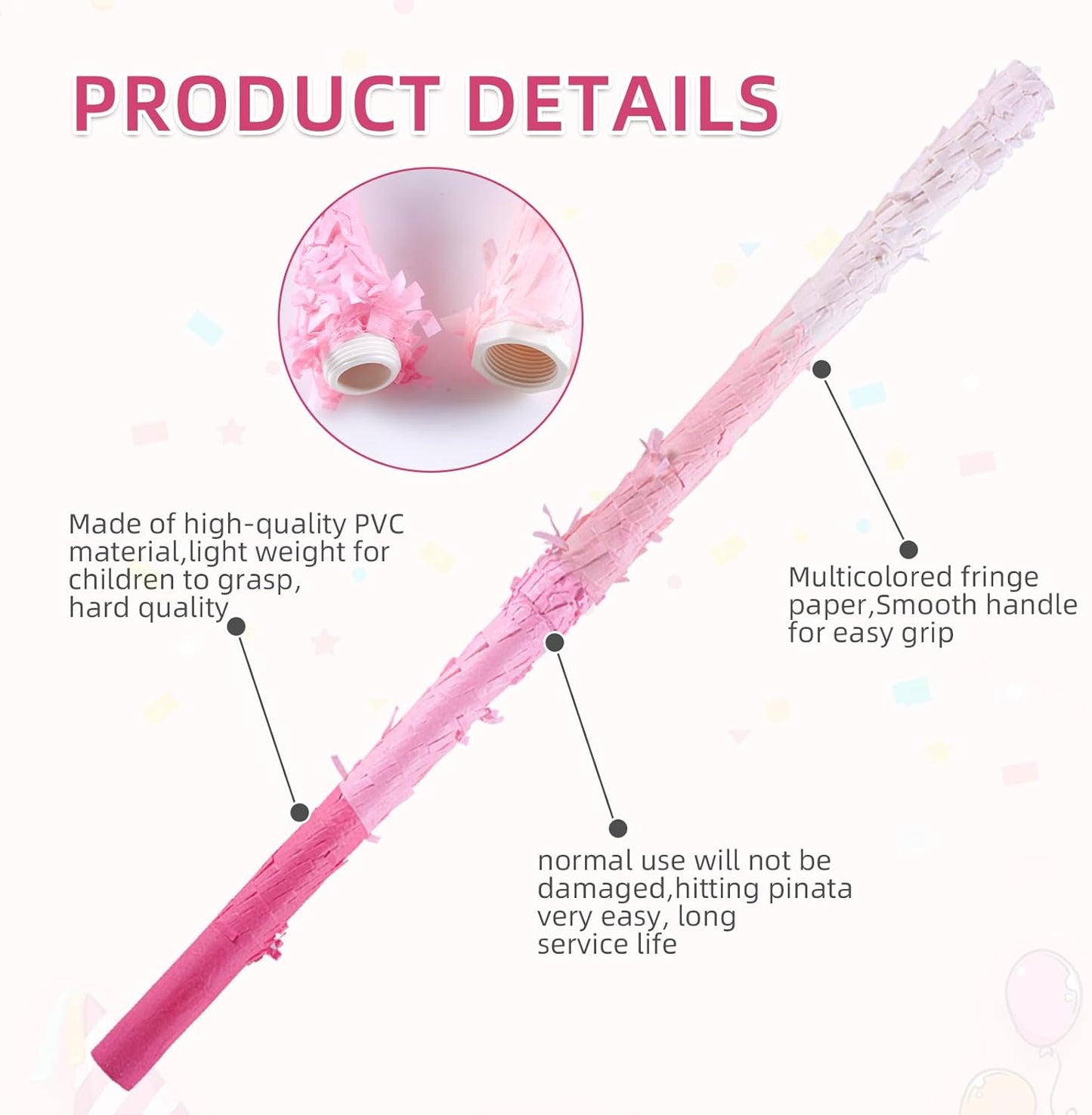 Pinata Sticks, Pink Pinata Stick and Blindfold, 30g Confetti