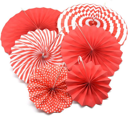 Hocansen 6PCS Paper Fan Garland Paper Fans Party Decorations 8/12/16in Hanging Papers Fans Set Round Papers Fans Pattern Garland for Birthday, Wedding (ZS/Pink)