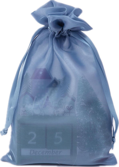 QIANF 20 Pcs Peacock Blue Small Organza Bags 3X4 inch for Wedding Favors with Drawstring, Mini Mesh Gift Bags Jewelry Pouch for Candy Bridal Shower Party Favor Baby Shower Christmas