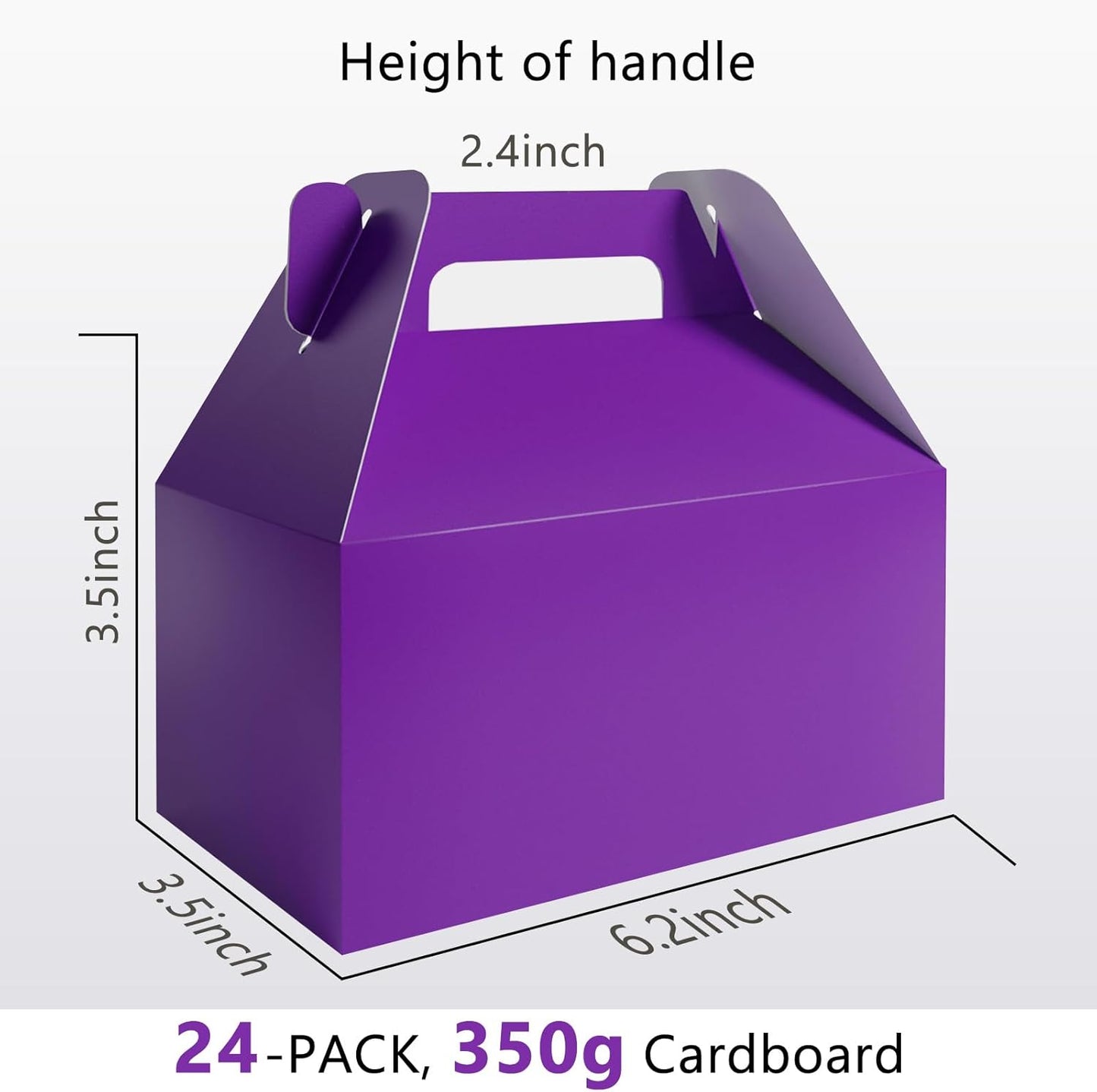 XAGLVV 24 Pack White Paper Gable Boxes,6.2 Inch Candy Boxes with Handle, Snack Party Favor& Gift Cookie bags for kids Birthday,Wedding, Baby Shower, Graduation.