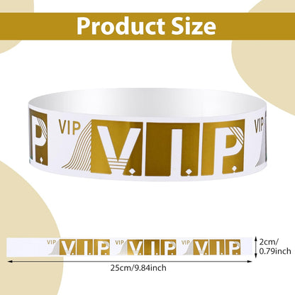 Sibba 200 Count Wrist Bands Wristband Badges Waterproof Paper Bracelets Coloreds Admission Festivals Party Events Arm Hand Labels Indexes Stamps Strap Office School Supplies(Golden/Silver)