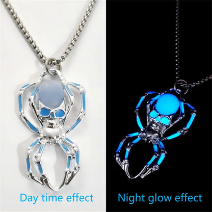 Spider Necklace for Men Women,Punk Luminous Animal Pendant,Spider Charm Pendant Necklace,Hip-hop Glow in the Dark Jewelry