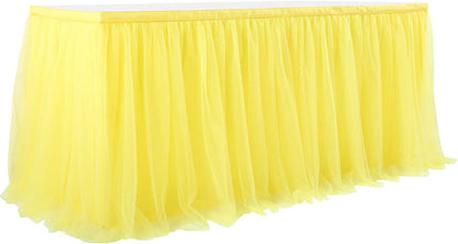 Suppromo 6ft Pink Tulle Table Skirt Baby Shower Tablecloth for Rectangle Tables or Round Tables Pink Ruffle Tutu Table Skirts Desk Skirt for Princess Girls Birthday Party Cake Dessert Decorations