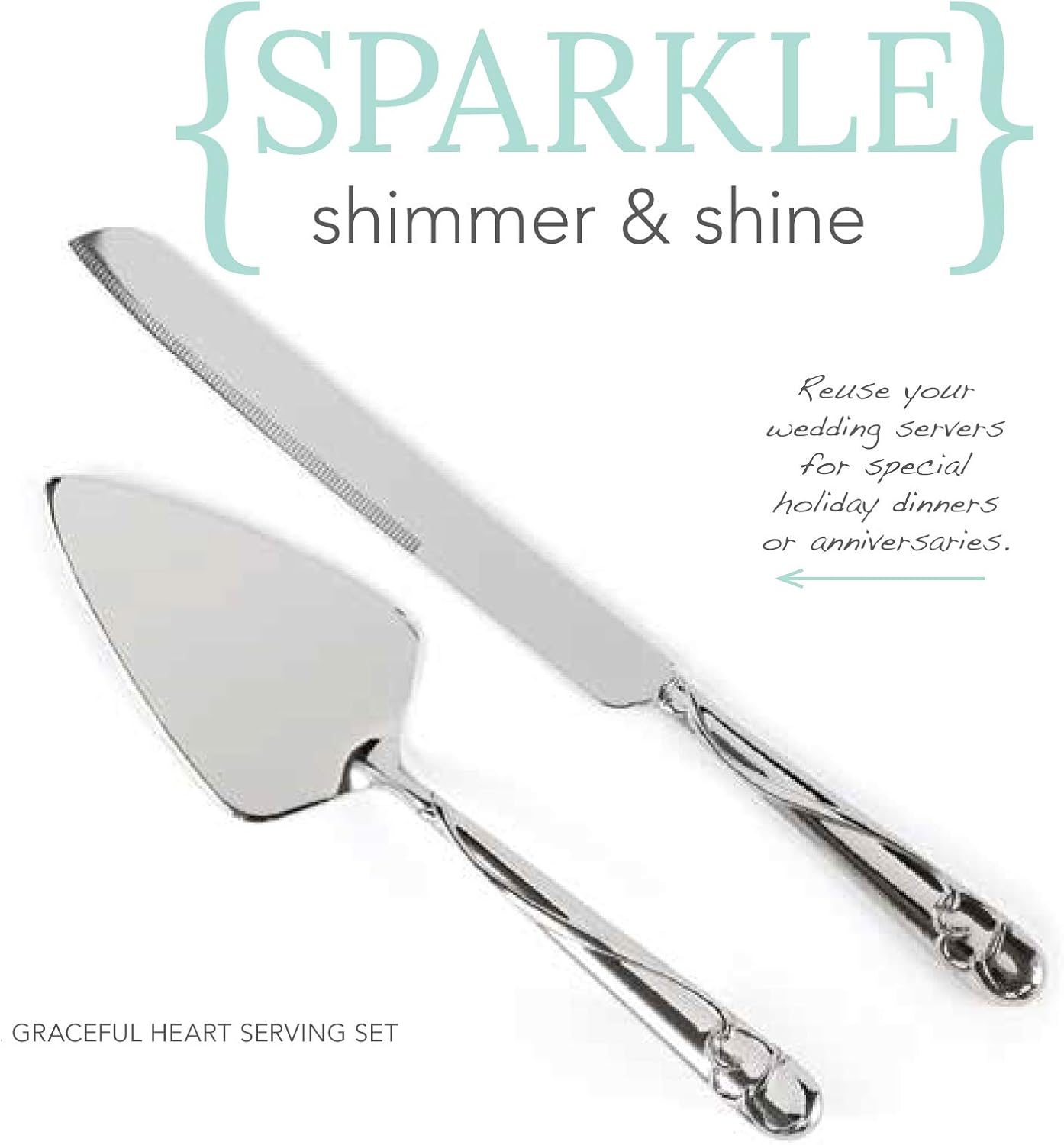 Hortense B. Hewitt Wedding Accessories Cake Knife and Server Set, Glittering Beads