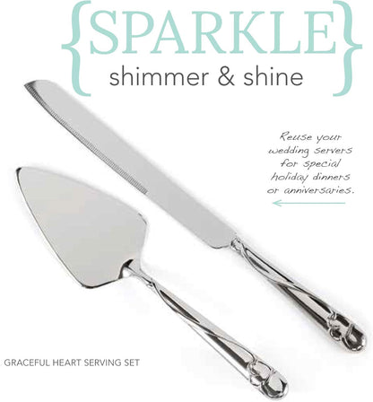 Hortense B. Hewitt Wedding Accessories Cake Knife and Server Set, Glittering Beads