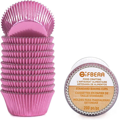 Gifbera White Metallic Foil Cupcake Liners Standard Size Baking Cups, 200-Count