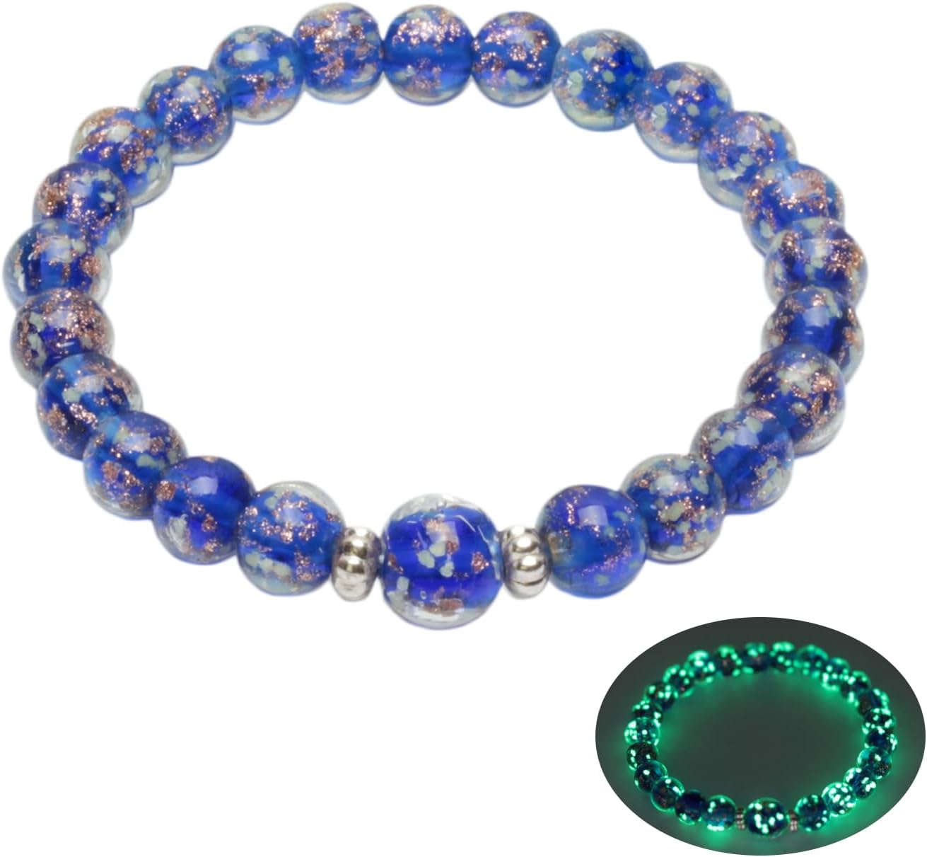 Glass Beaded Bracelet Glowing Bracelet Luminous Beads Bracelet for Women Glass Mermaid Bracelet Bangles Anti Anxeity Healing Energy