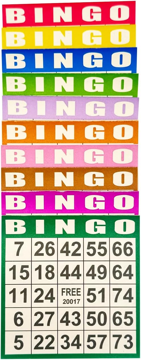 JUNWRROW Bingo Paper Game Cards - 1000 Sheets (100 Books of 10 Colors) - 4"x4" Disposable Cards- Ideal for Seniors, Family Game Night, Large Groups,Classroom Activities