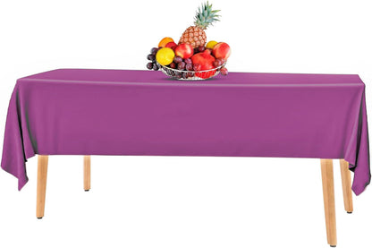 14 Pack Black 54 x 108 in. Rectangle Disposable Plastic Tablecloths - Smooth Decorative Covers for Parties, Weddings