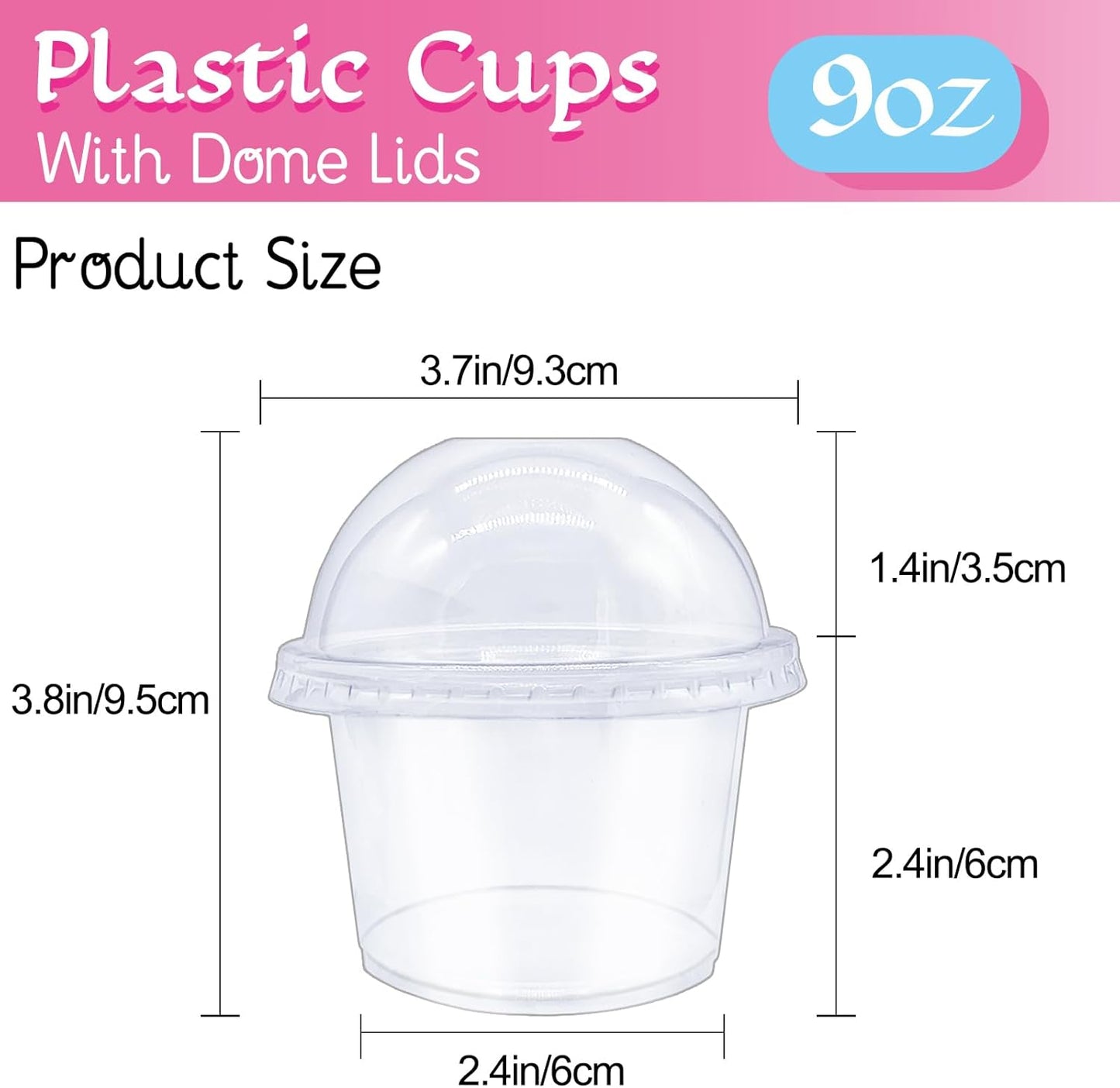 Alaeseje 50 Pack 8oz Disposable Clear Plastic Cups with Dome Lids(Hole in the Lid),PET Dessert Cups,Disposable Snack Bowls for Ice Cream,Cake,Fruit,Parfait, Pudding and Jello Shot