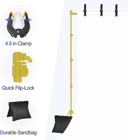 EMART Backdrop Stand 10x7ft(WxH) Photo Studio Adjustable Background Stand Support kit with 2 Crossbars, 8 Clamps, 2 Sandbags and Carry Bag for Parties, Events Decoration, Wedding, Photography -White