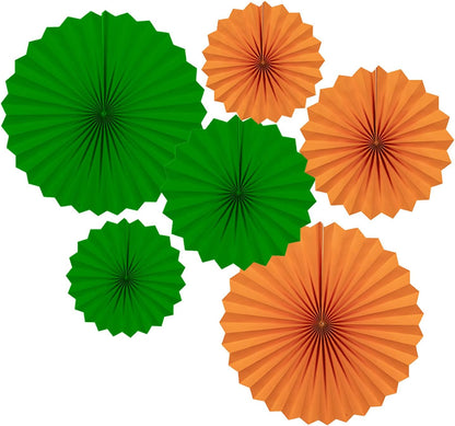 Navy Blue and Yellow Round Party Hanging Paper Fans Decorations Set, Pack of 6