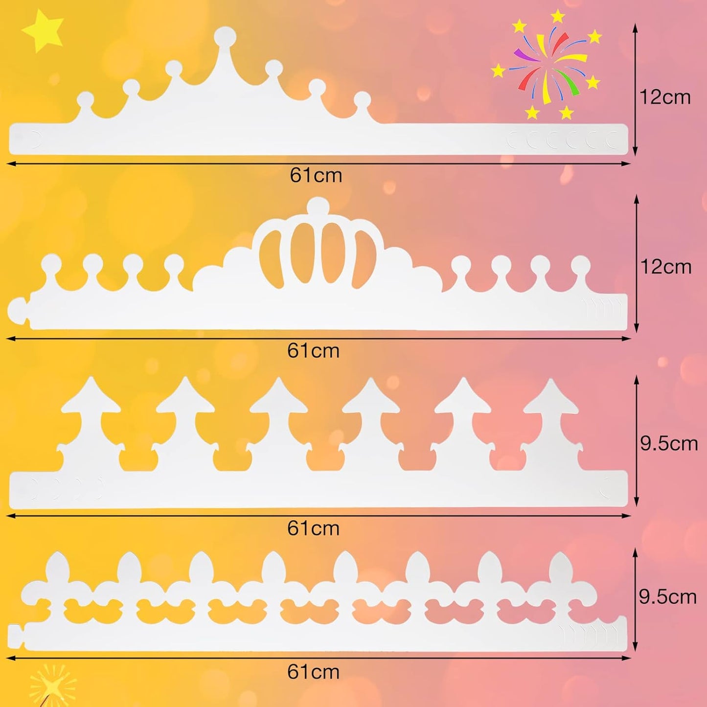 Thenshop 120 Pcs White DIY Paper Crowns for Kids to Decorate Blank Birthday Party Decoration Crowns for Kids Princess Queen(Stylish Style)