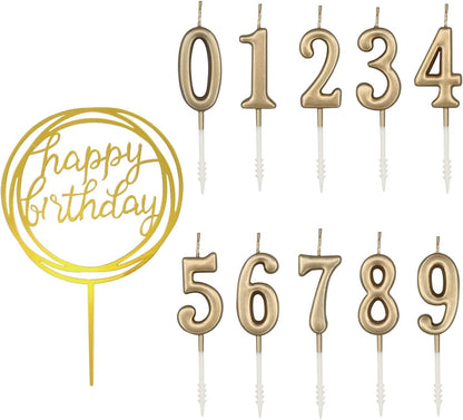10-Piece Number Birthday Candles - Glitter Cake Toppers for Birthday & Wedding Parties