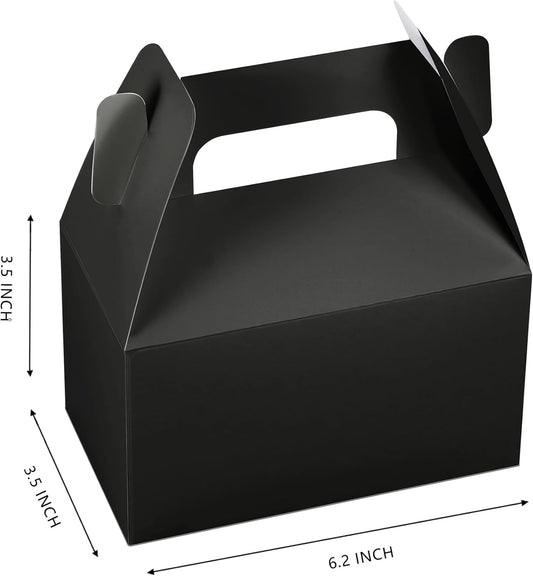 XAGLVV 24 Pack White Paper Gable Boxes,6.2 Inch Candy Boxes with Handle, Snack Party Favor& Gift Cookie bags for kids Birthday,Wedding, Baby Shower, Graduation.