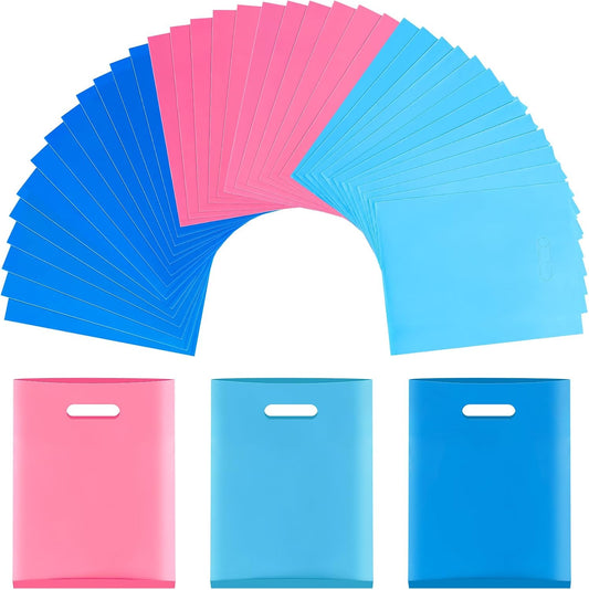 Umikk 100 Pcs Small Plastic Gift Bags, 6"x8" Party Bags for Kids Birthday, Small Plastic Bags with Handles, Party Favor Bags for Easter, Christmas, Valentine's, Craft Show, Wedding, 10 Color