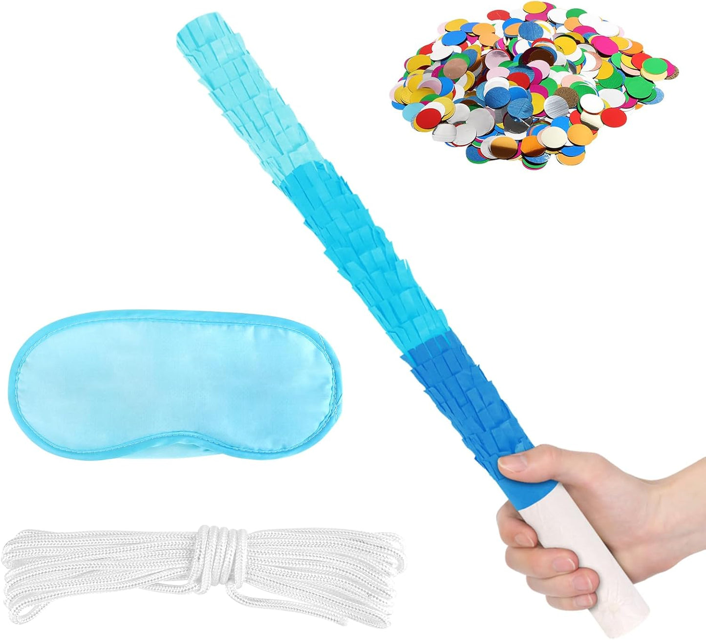 15.75 Inch Piñata Stick Kit Blue Unbreakable Pinata Stick with Blindfold Blind Rope Blind Stick Suitable for Girls Boys Adults Can Have Fun at Any Party