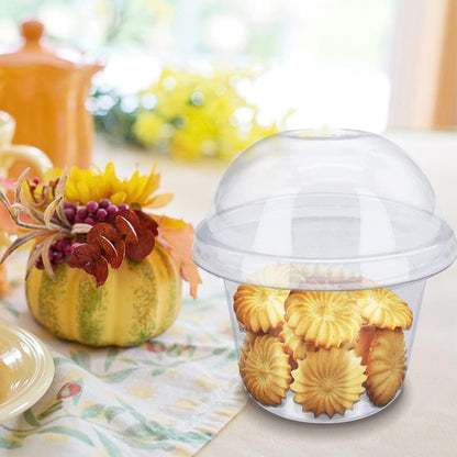100Pcs 8oz Plastic Dessert Cups with Lids and Spoons,Disposable Parfait Cup Square Cake Containers for Party Favor,Mousse,Yogurt,Pudding,Snacks,Fruits,50 Sets