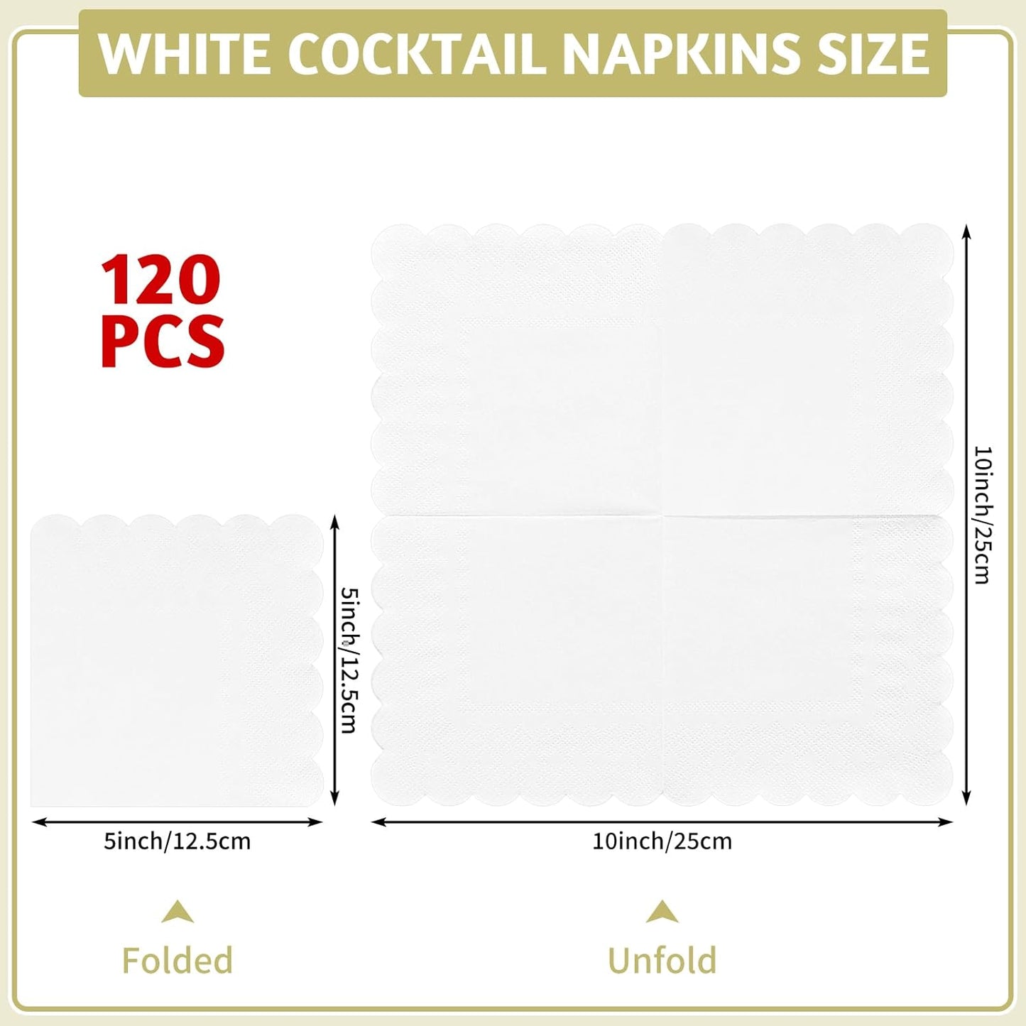 NatNarr 120 Pcs Cocktail Napkins Pink Mothers Day Paper Napkins Light Pink Dessert Beverage Napkin Cute Scalloped Party Napkin for Baby Bridal Shower, Birthday, 5 x 5 Inch