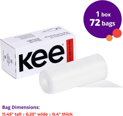 KEE-SEAL ULTRA Disposable Pastry Bags, Piping Bag with Non-Slip Outer Surface, Smooth-Flow Interior, Easy Tear Perforation, Convenient Dispenser Box, 18-Inch, Clear