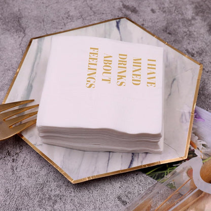 Funny Cocktail Napkins 100Pcs Funny Quotes Saying Disposable Paper Party Napkins 4.5 x 4.5 Two-ply (I Feel Sorry For People Who Don’t Know Us Napkins)