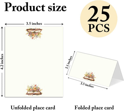 25 Pack Pink Plaid Bow Place Cards, Editable Name Cards for Table Setting, Tent Cards Food Label for Dinner Party, Bridal Shower, Wedding, Baby Shower and Events -T30