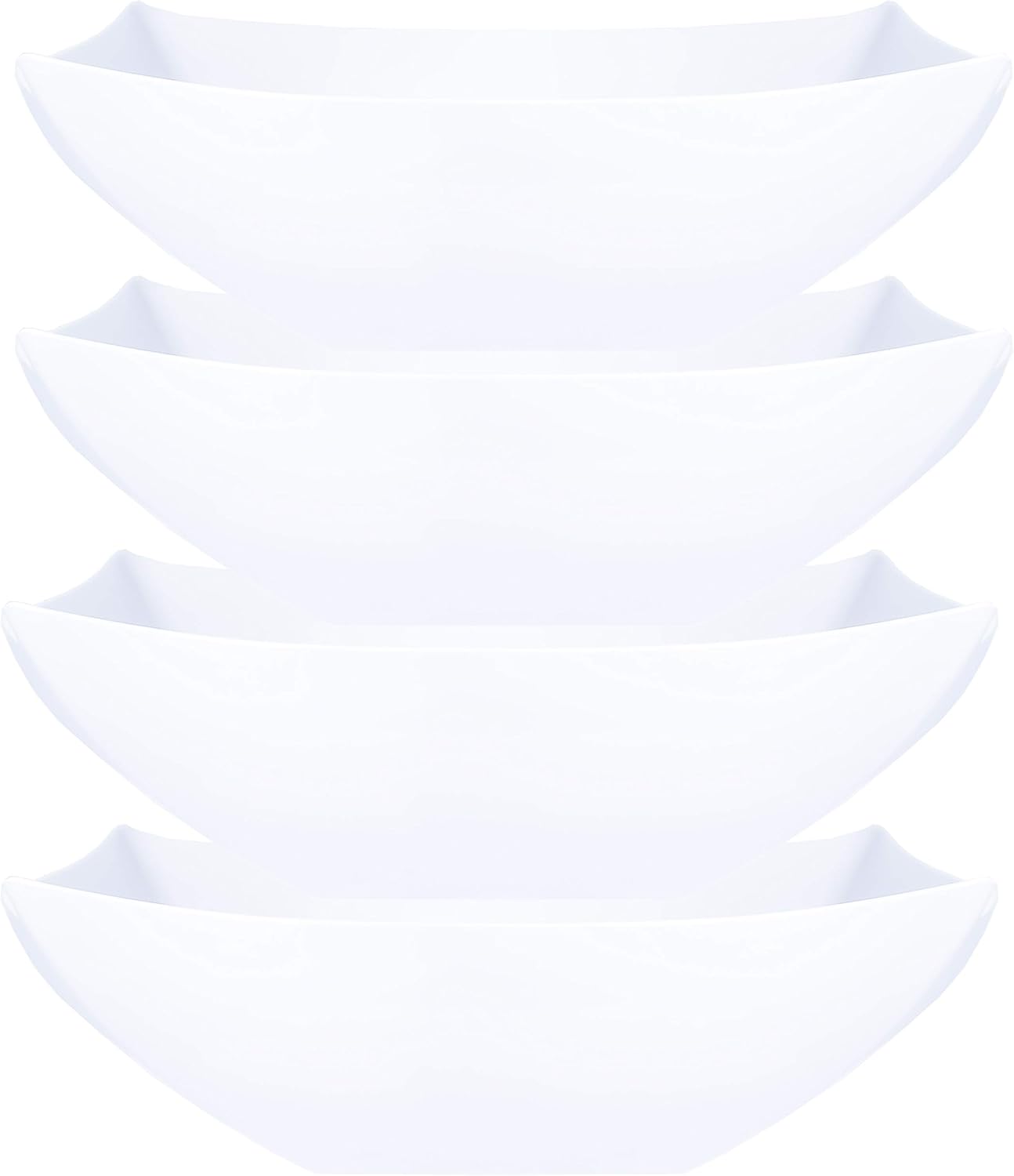 PLASTICPRO Disposable 64 ounce Square Serving Bowls, Party Snack or Salad Bowl, Large Plastic Elegant White Pack of 4