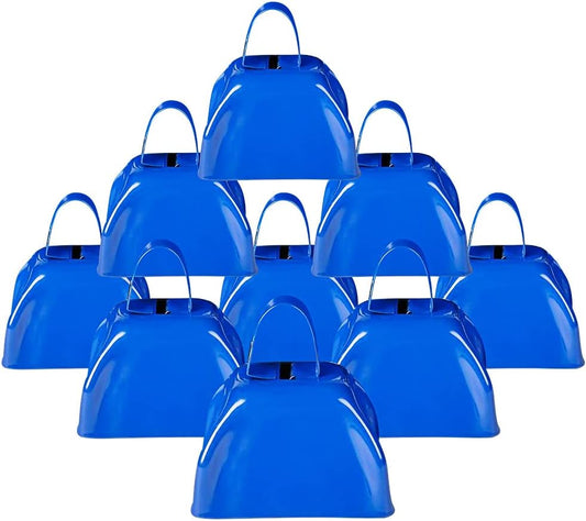 ArtCreativity 3 Inch Red Metal Cowbell Noisemakers - Pack of 12 - Loud Metal Cowbell Noise Makers with Handles, Great for Football Games, Sporting Events, New Year’s Eve, for Kids and Adults