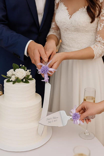 GIFTS INFINITY Personalized Wedding Cake Knife and Server Set with Engraving – Cake Cutting Utensil Set, Keepsake Gift for Wedding, Anniversary, Reception, Birthday & Other Occasions (CH-101WB)