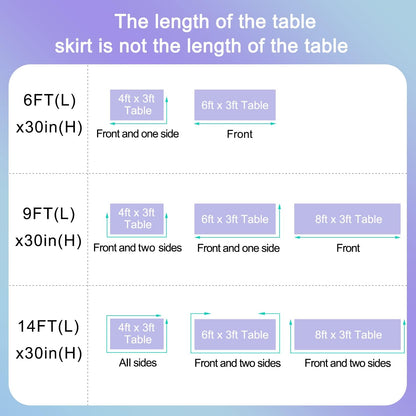 6ft Rainbow Tutu Table Skirt for Rectangle Round Tables Chiffon Table Cloth for Birthday Party Decorations Baby Shower Parties Ruffle Table Skirting
