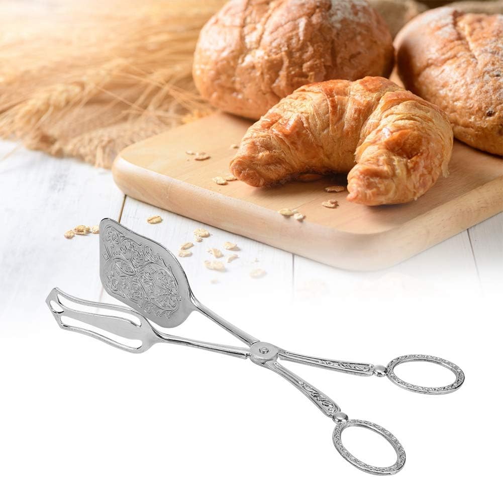 Gold Serving Tongs, Zinc Alloy Bread Clip Salad Pastry Food Tongs Lightweight Cake Astry Tong Kitchen Serving Clip for Serving Food Bread Cake, 23cm/9.1inx5cm/2.0in (1PCS, Gold)