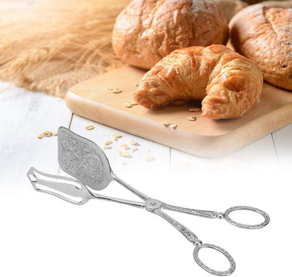 Gold Serving Tongs, Zinc Alloy Bread Clip Salad Pastry Food Tongs Lightweight Cake Astry Tong Kitchen Serving Clip for Serving Food Bread Cake, 23cm/9.1inx5cm/2.0in (1PCS, Gold)
