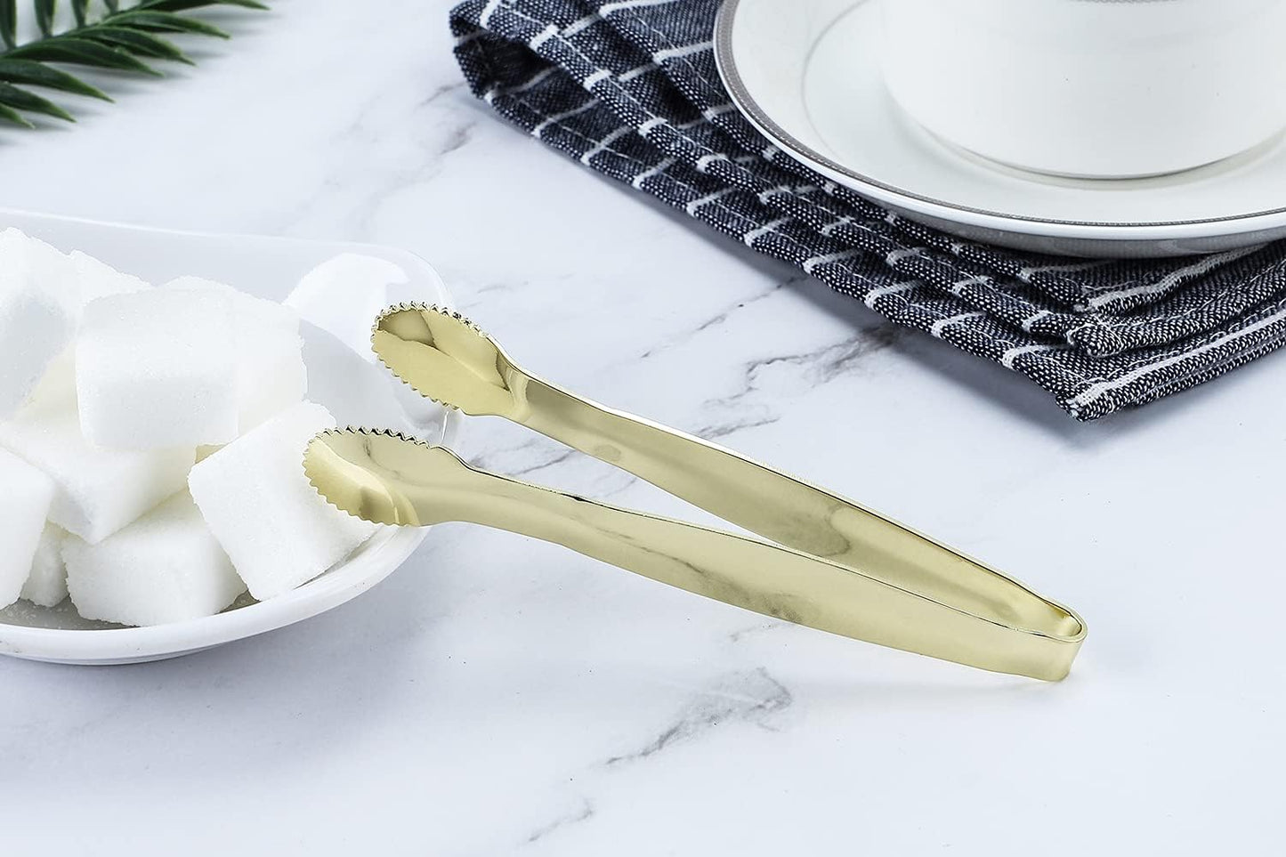 MSY BIGSUNNY Durable Stainless Steel Ice Tongs, 7 inch Sugar Cube Serving Tongs, Set of 2