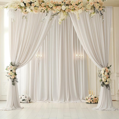 10ftx10ft Black Backdrop Curtains for Weddings Parties, Wrinkle Free 2 Panels Silky Polyester Photo Backdrop Drapes Back Drop Cloth Drapery for Birthday Mother'sDay Photography Background